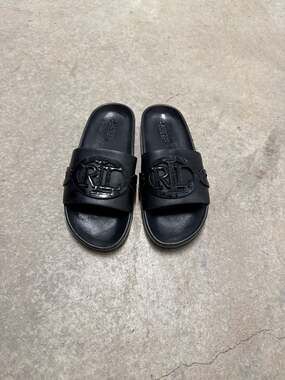 Lauren Ralph Lauren Ayden Logo Pool Slide Sandals Black